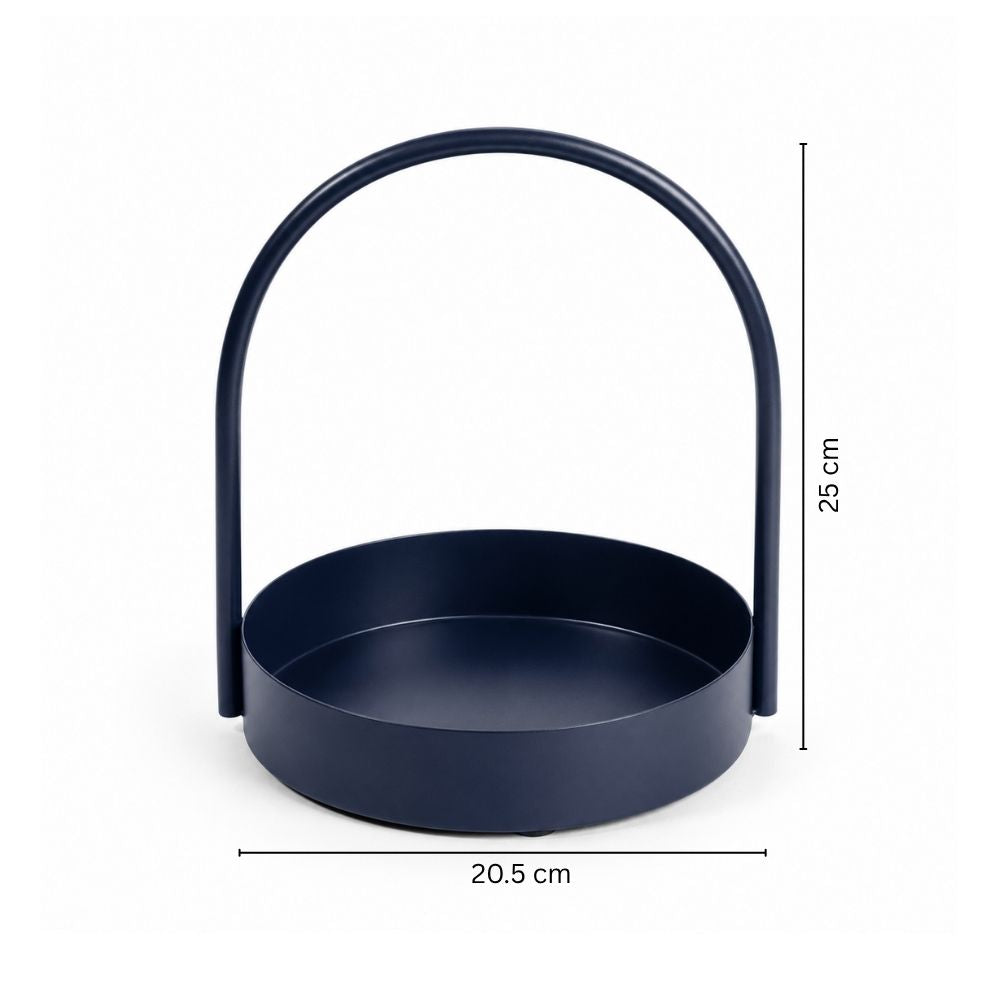 Cairo Round Metal Caddy Medium - Ink Blue