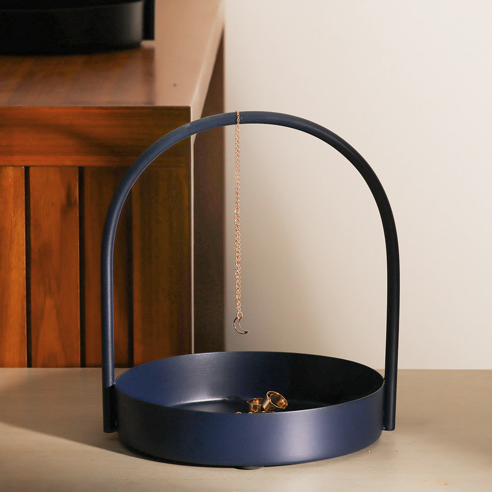 Cairo Round Metal Caddy Medium - Ink Blue
