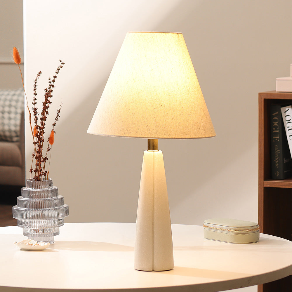 Carla Marble Tapered Table Lamp XL - White Beige