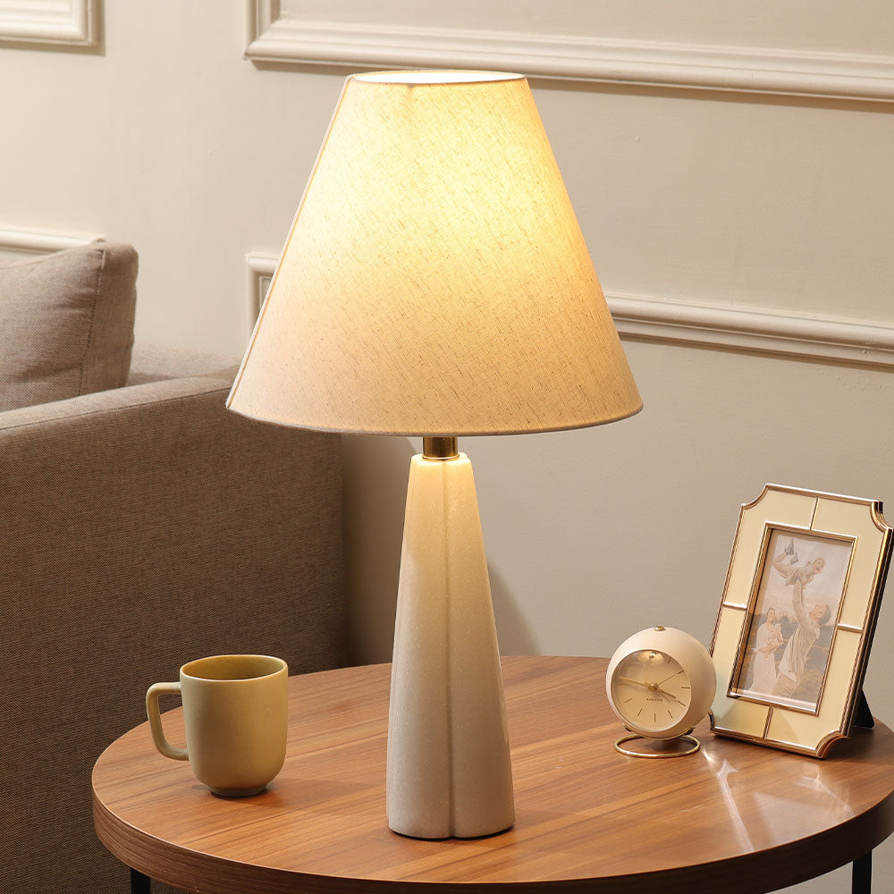 Carla Marble Tapered Table Lamp XL - White Beige