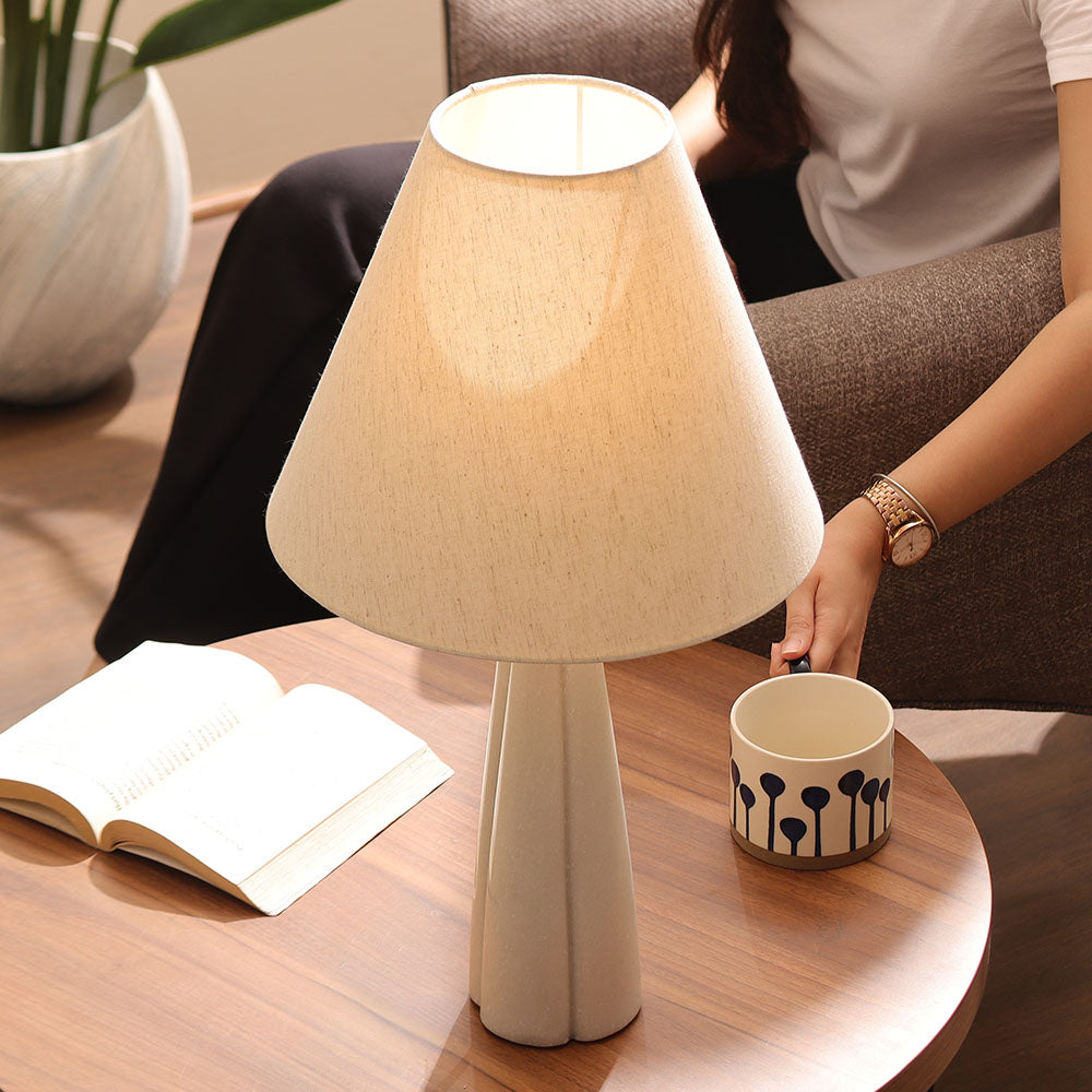 Carla Marble Tapered Table Lamp XL - White Beige