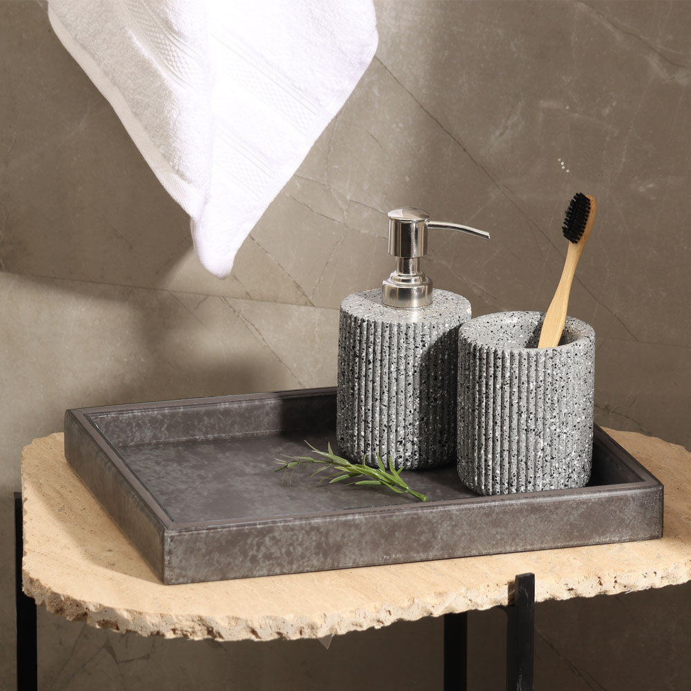 Cala Glass Decorative Tray Medium - Dark Grey
