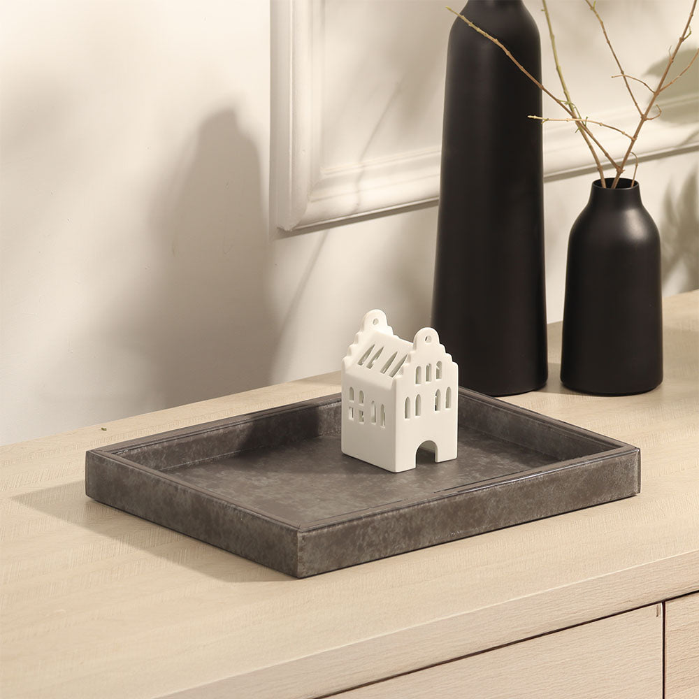 Cala Glass Decorative Tray Medium - Dark Grey