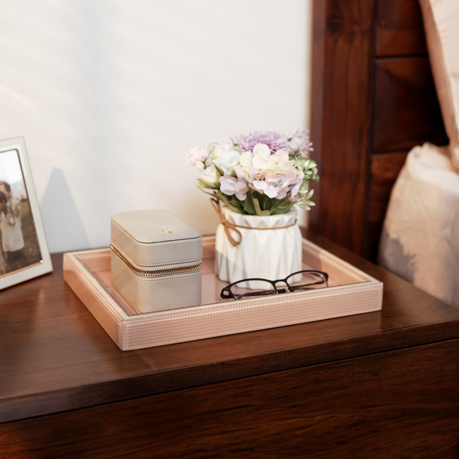 Cala Glass Decorative Tray Medium - Peach