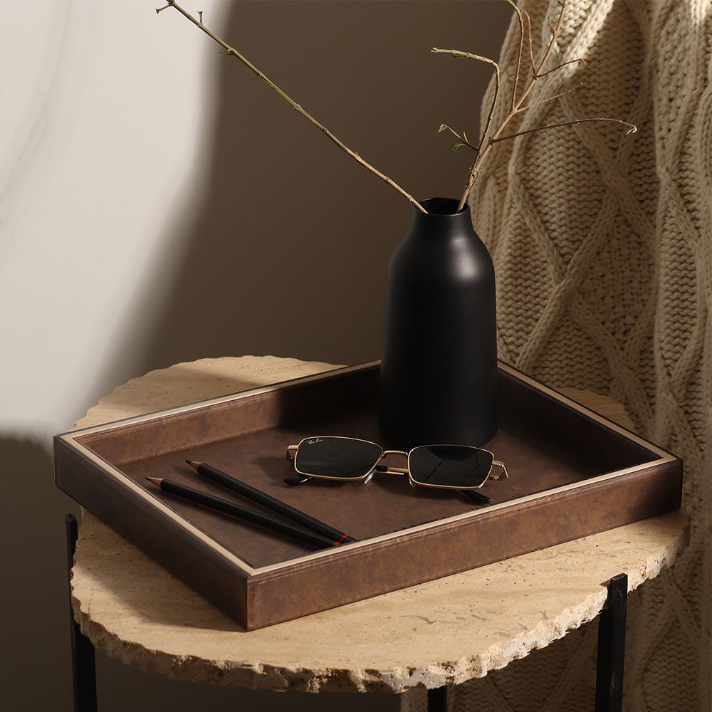 Cala Glass Decorative Tray Medium - Walnut