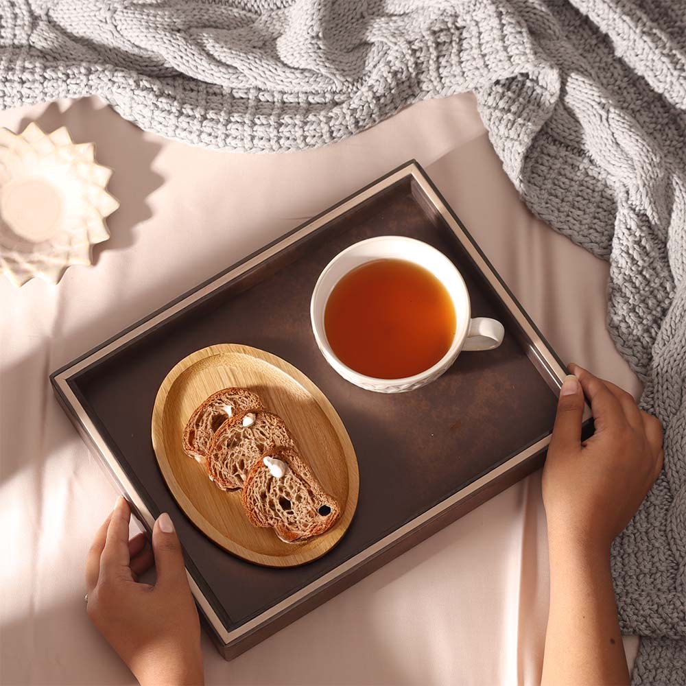 Cala Glass Decorative Tray Medium - Walnut