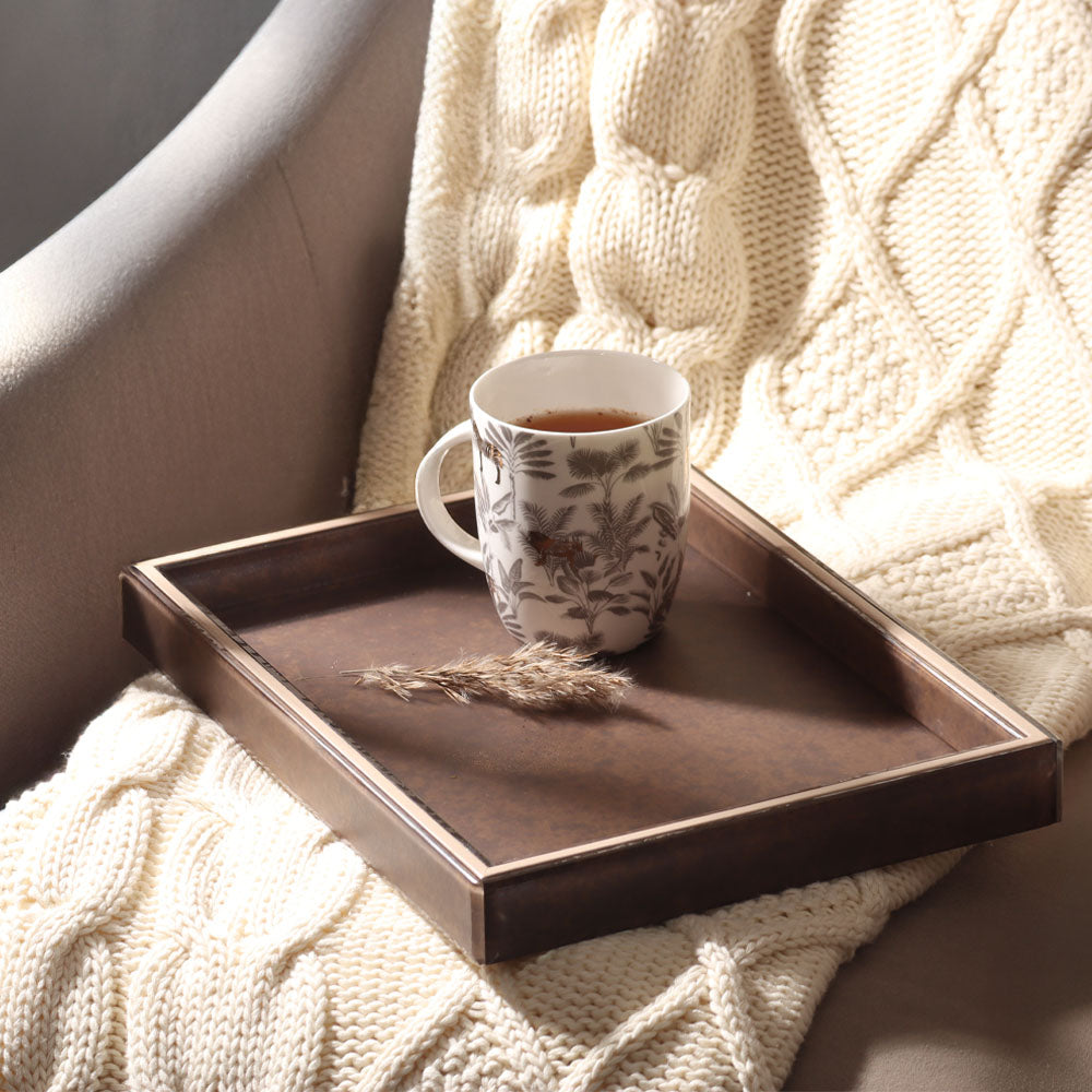 Cala Glass Decorative Tray Medium - Walnut