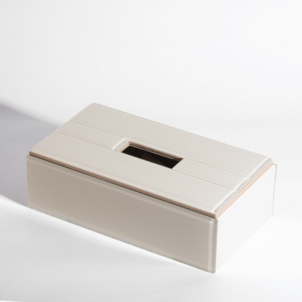 Cala Glass Tissue Box Holder - Ivory
