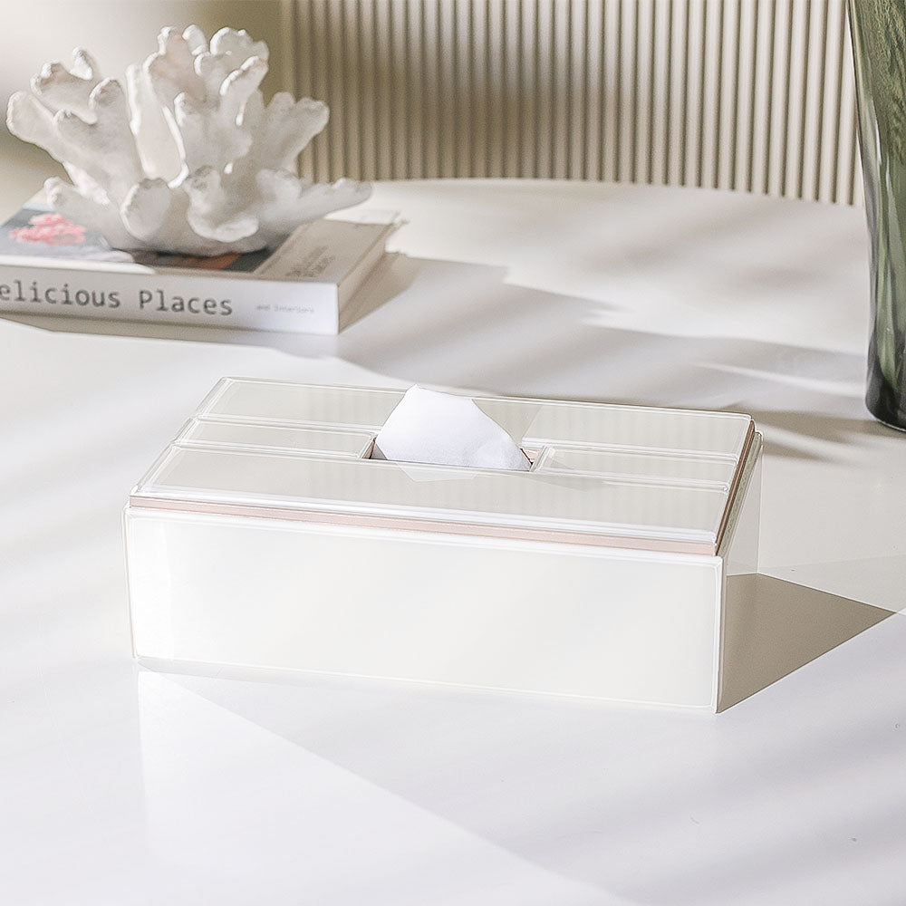 Cala Glass Tissue Box Holder - Ivory