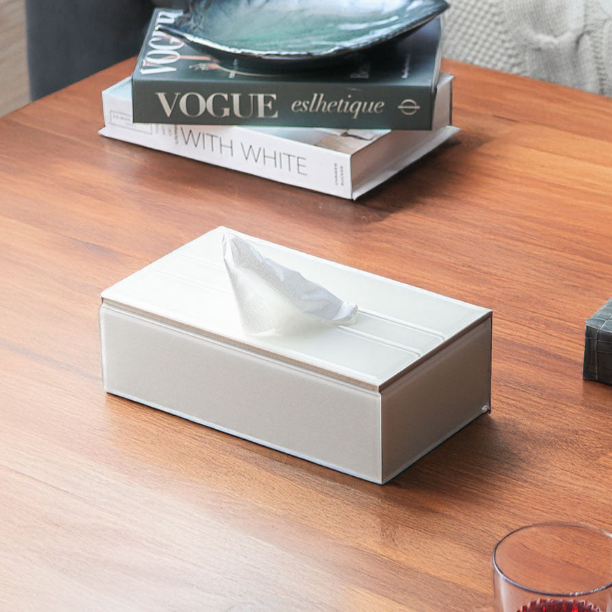 Cala Glass Tissue Box Holder - Ivory