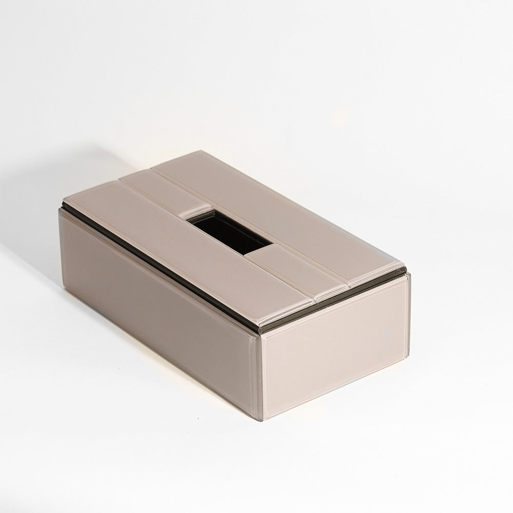 Cala Glass Tissue Box Holder - Taupe