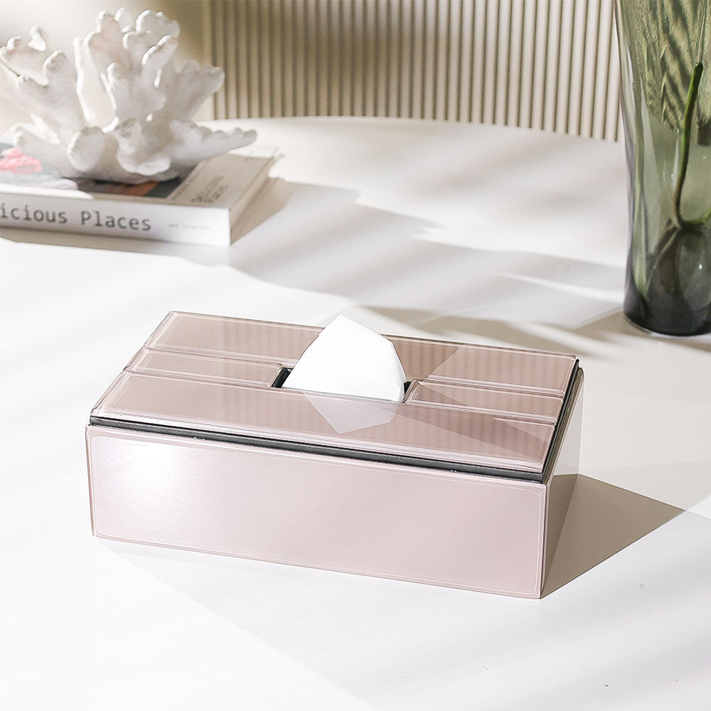 Cala Glass Tissue Box Holder - Taupe