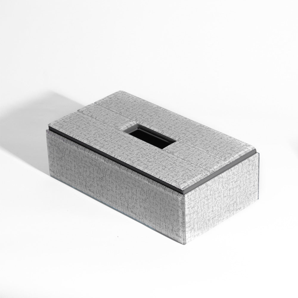 Cala Glass Tissue Box Holder - Tweed Grey