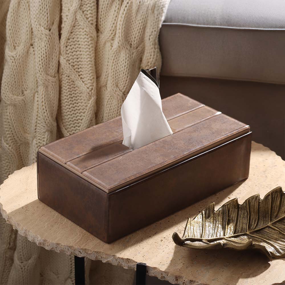 Cala Glass Tissue Box Holder - Walnut