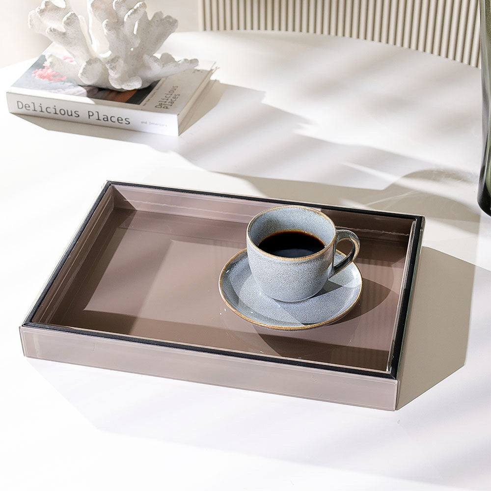 Cala Glass Decorative Tray Large - Taupe