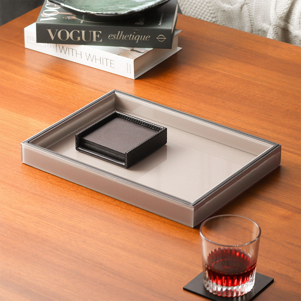 Cala Glass Decorative Tray Large - Taupe