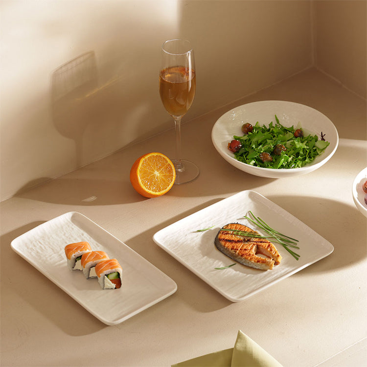 Calder Rectangular Serving Plate - Textured White