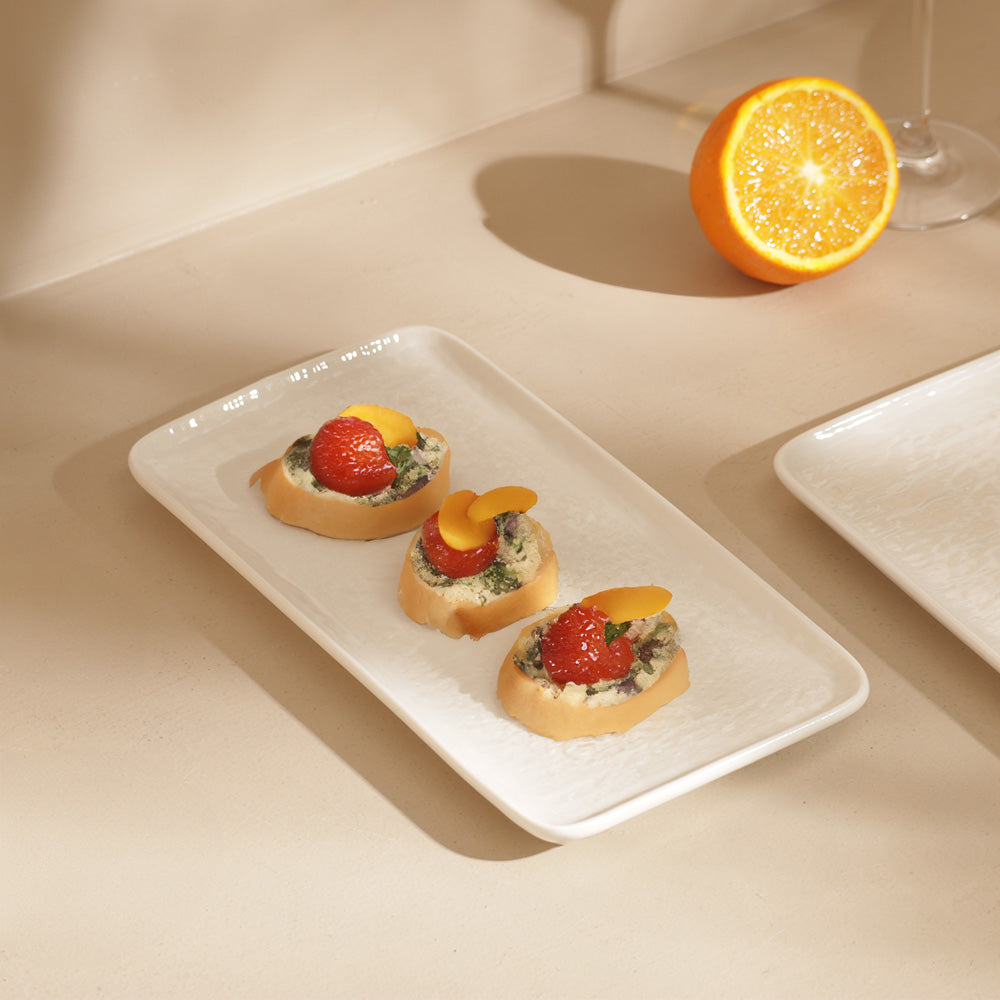 Calder Rectangular Serving Plate - Textured White