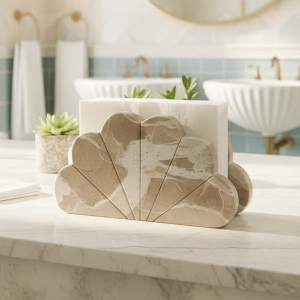 Calliope Marble Napkin Holder - Sandstone