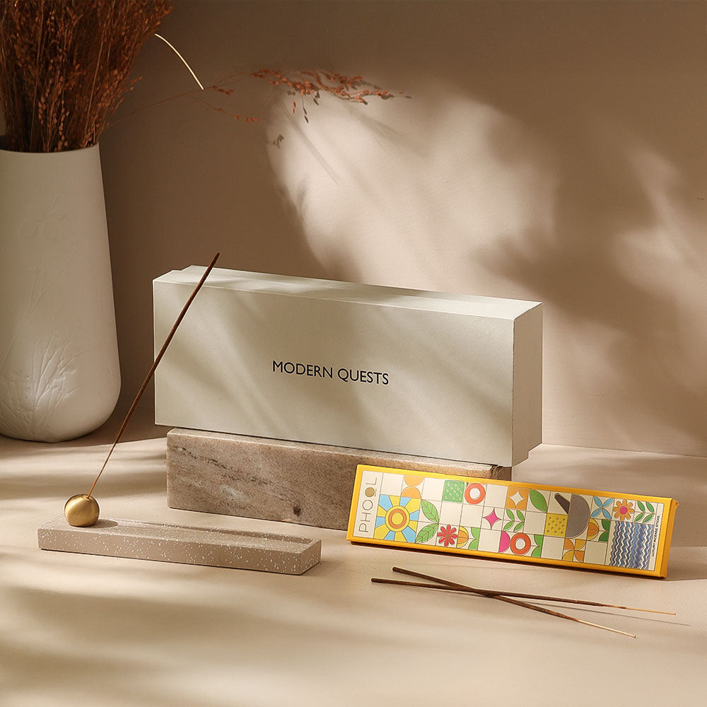 Calm Incense Holder with Incense Sticks Gift Set - Speckled Taupe