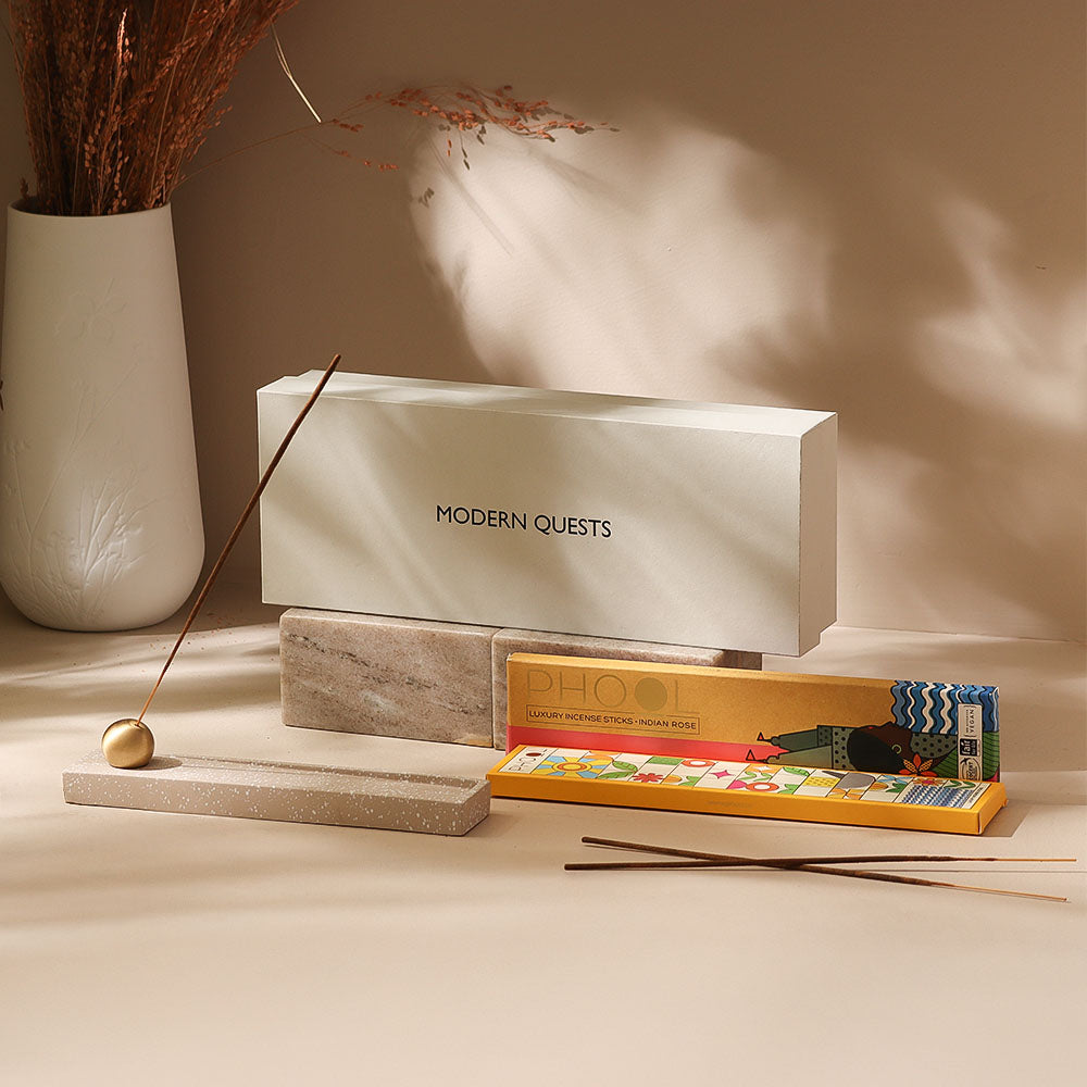 Calm Incense Holder with Incense Sticks Gift Set - Speckled Taupe