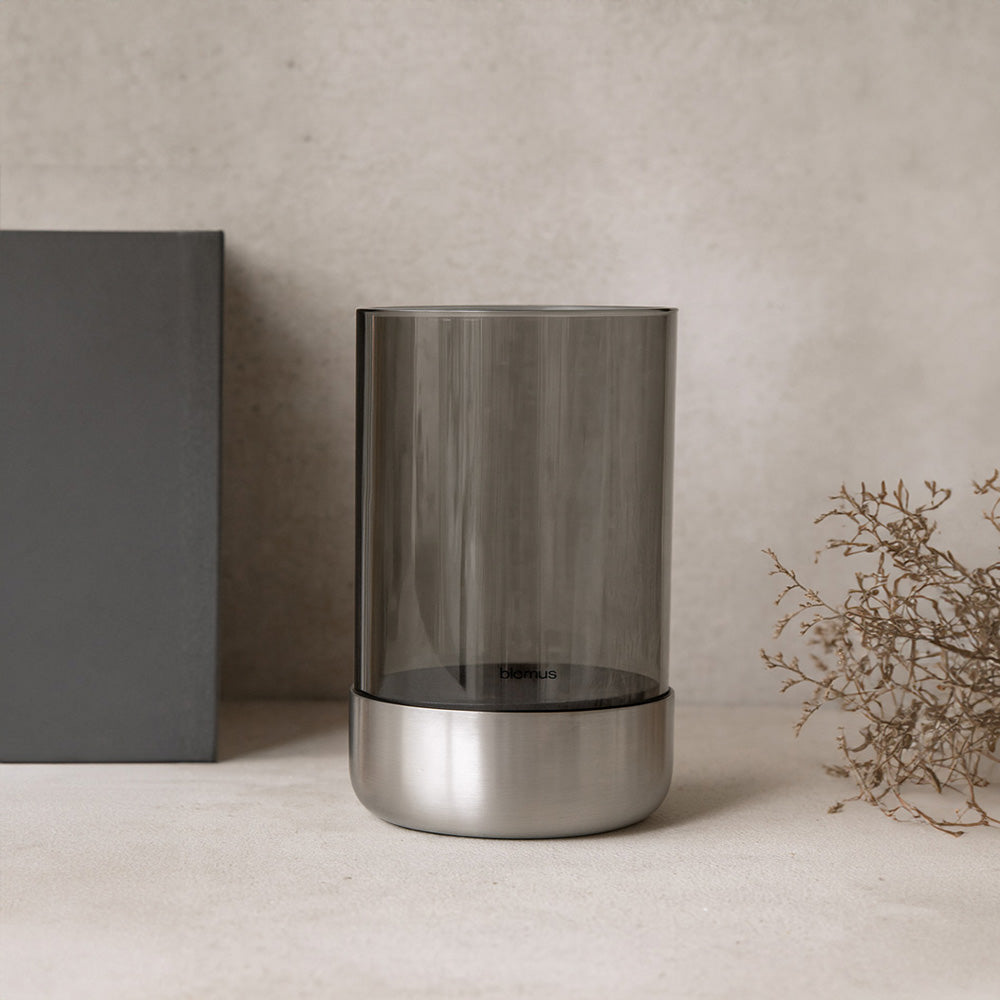 Calma Tealight Hurricane Medium - Smoke Grey