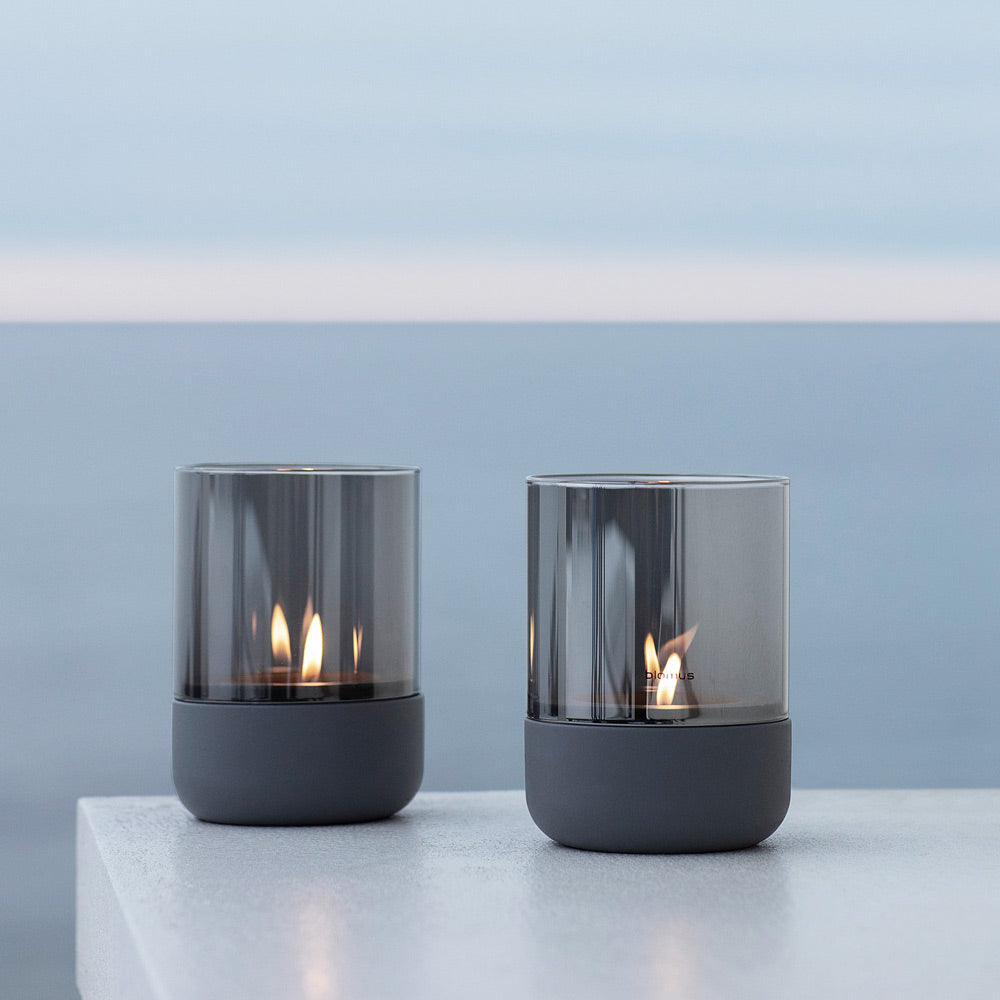 Calma Tealight Hurricane Small - Steel Grey