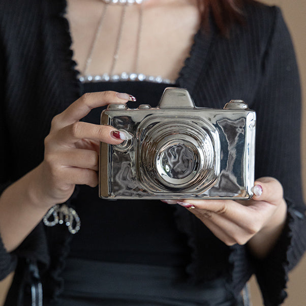 Camera Decorative Sculpture Medium - Silver
