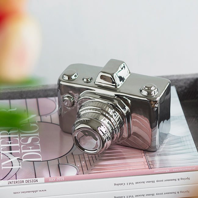 Camera Decorative Sculpture Medium - Silver