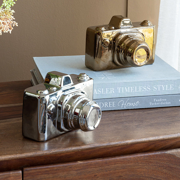 Camera Decorative Sculpture Medium - Silver
