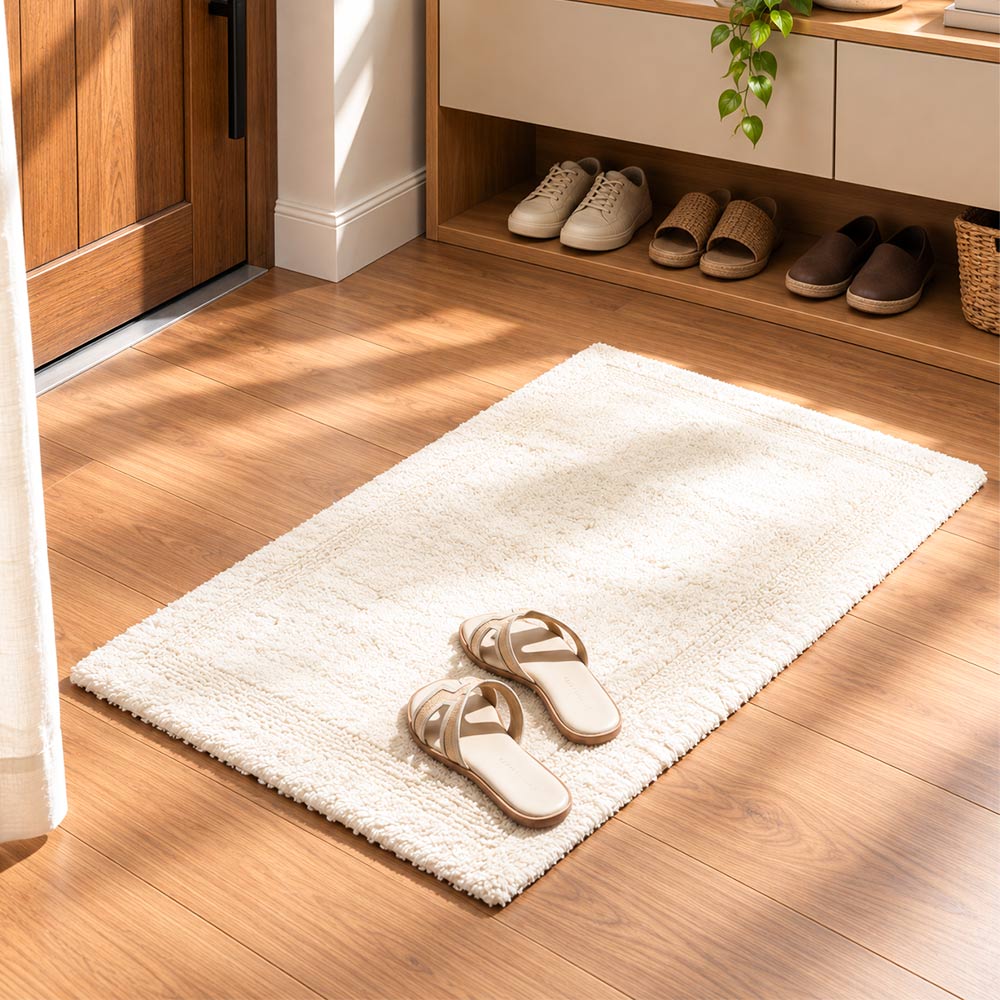 Camille Reversible Handloom Bathmat - Ivory