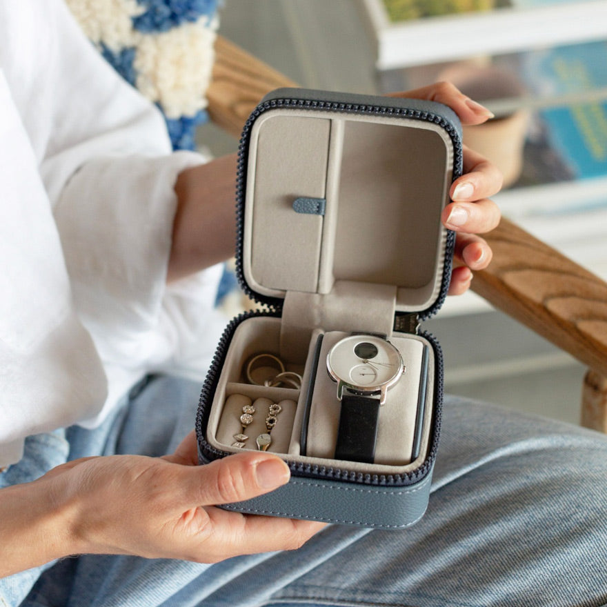 Stackers Canvas Watch Jewellery Box Blue