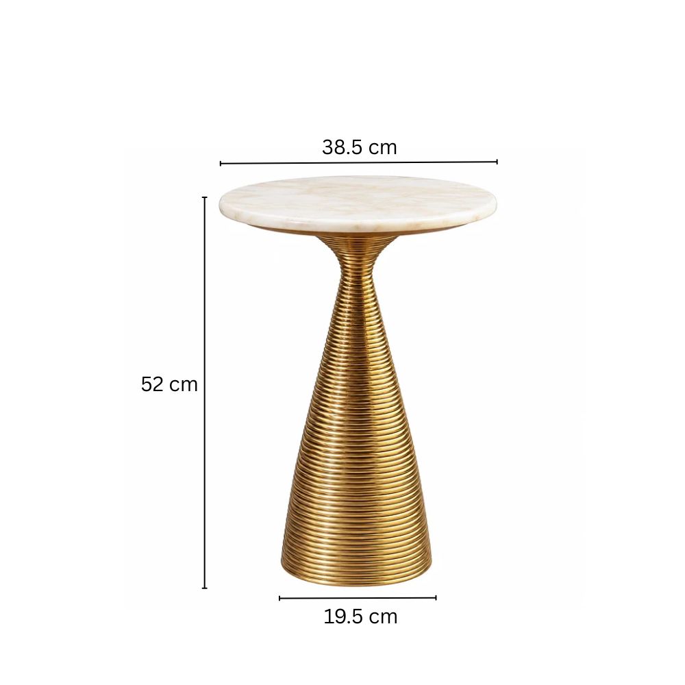 Canyon Marble Tulip Side Table - White Gold