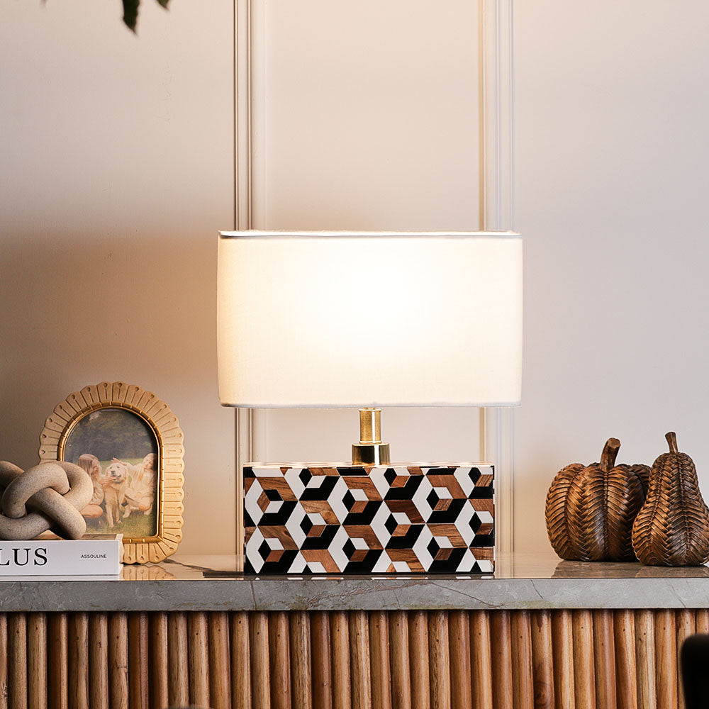 Cara Geometric Resin Table Lamp Medium - Earthy