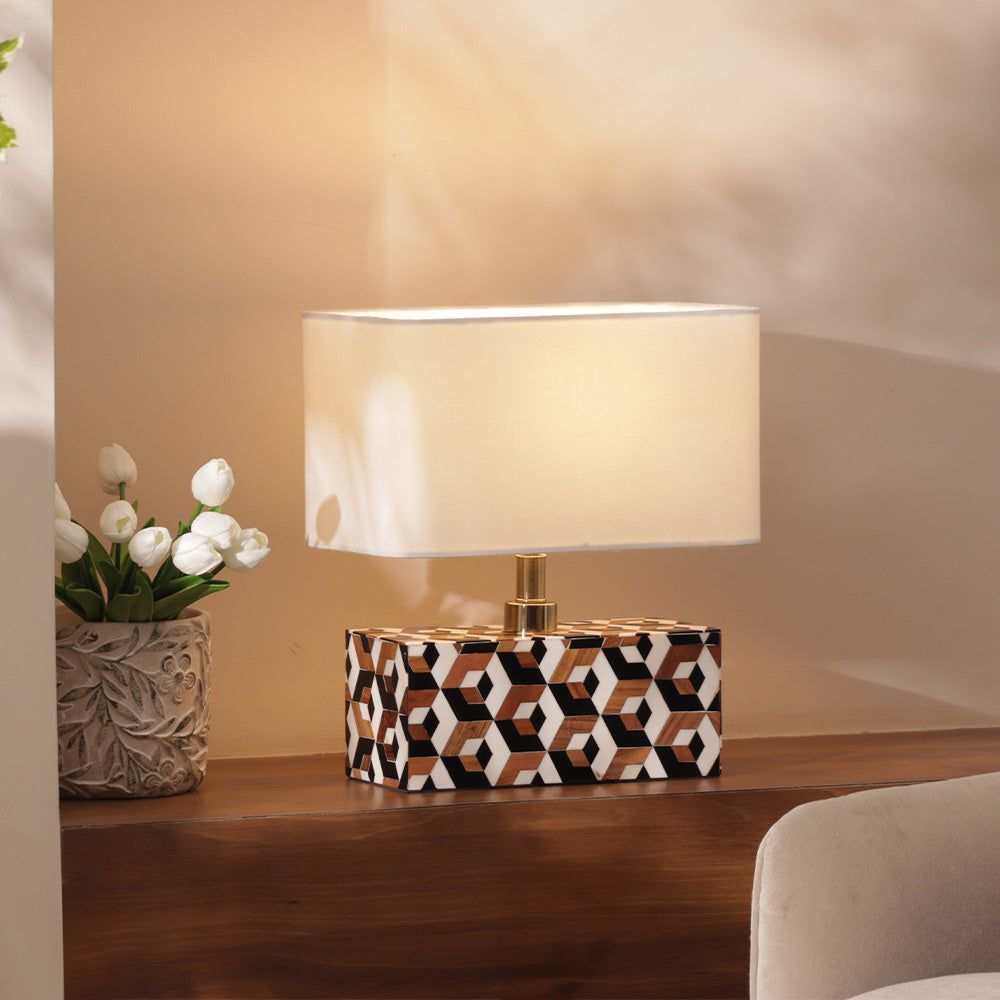 Cara Geometric Resin Table Lamp Medium - Earthy