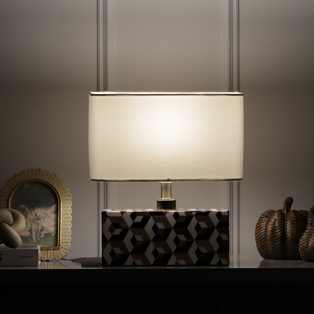 Cara Geometric Resin Table Lamp Medium - Earthy