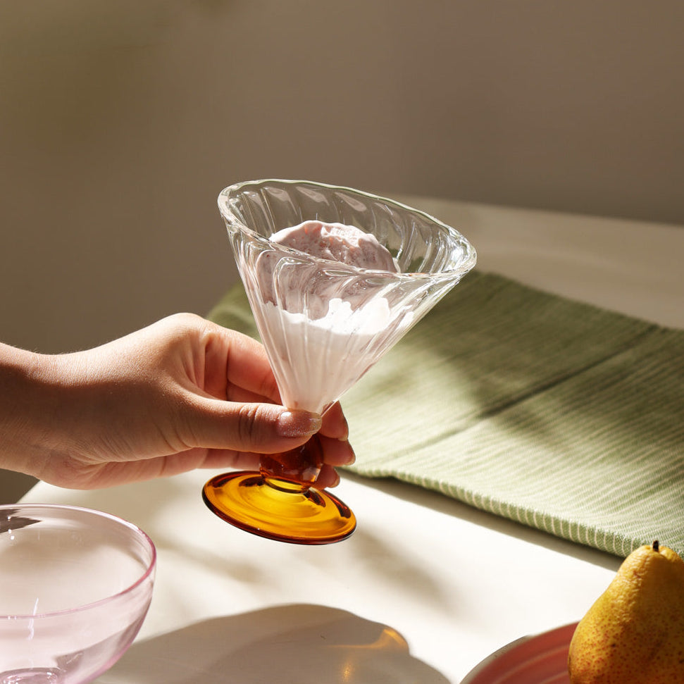 Carina Glass Dessert Cups, Set of 2 - Amber