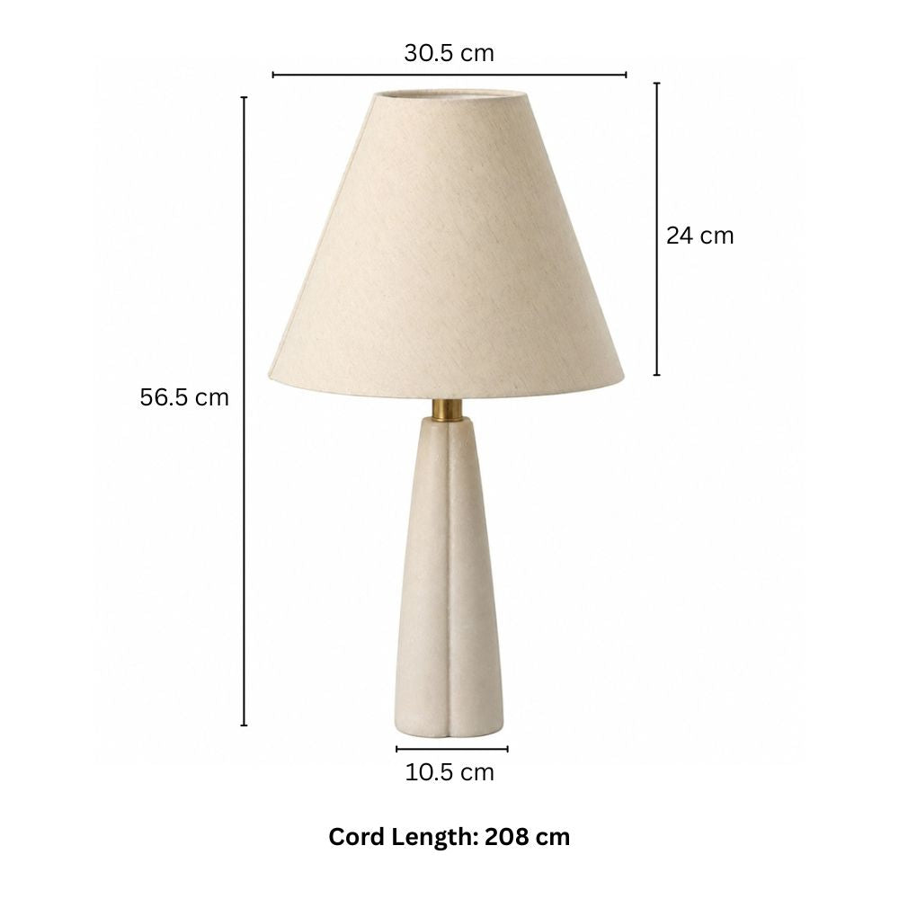 Carla Marble Tapered Table Lamp XL - White Beige