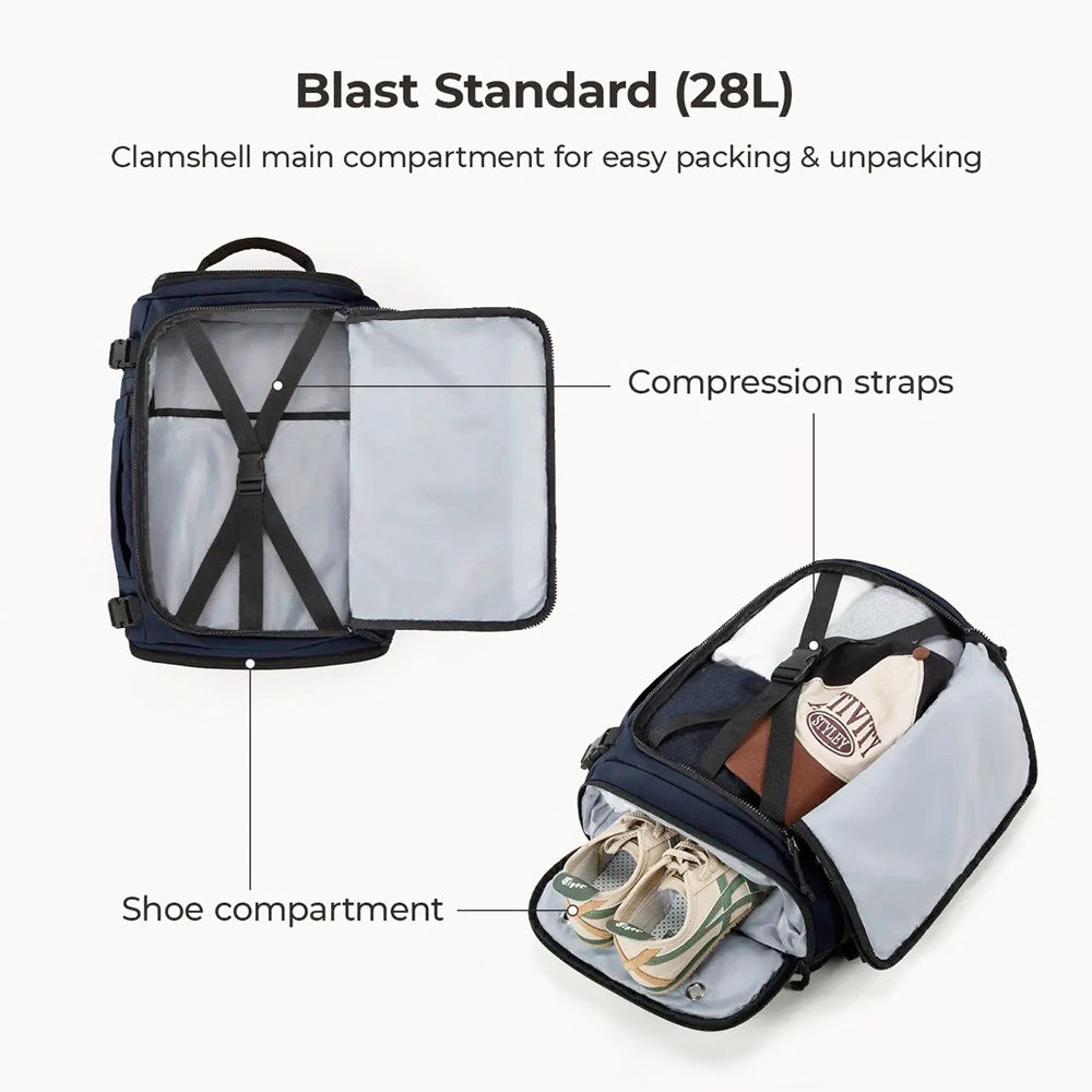 Carry-On Expandable Travel Backpack 38L - Navy Blue