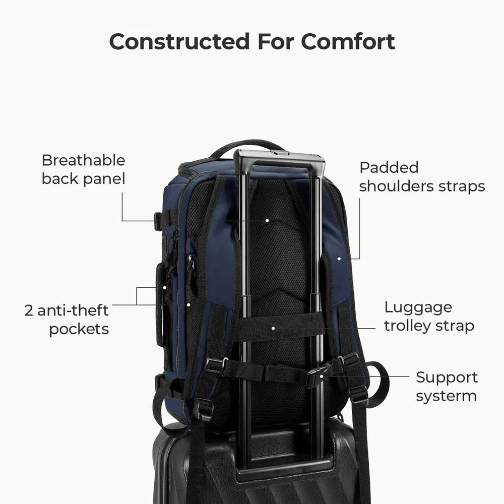 Carry-On Expandable Travel Backpack 38L - Navy Blue