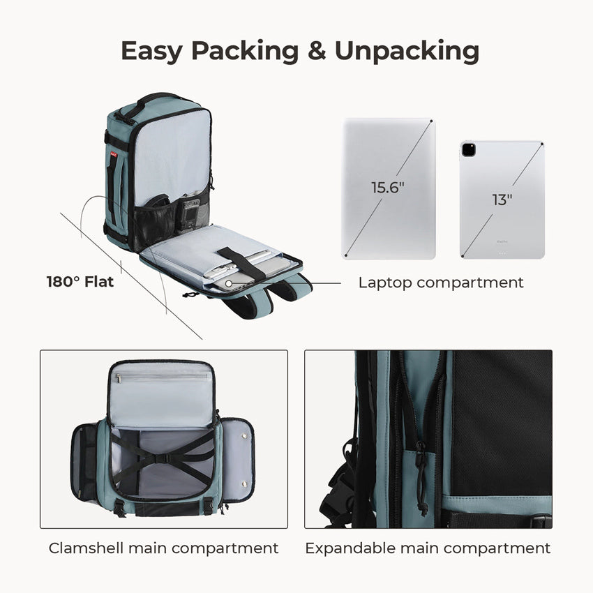 Carry-On Mesh Expandable Backpack 38L - Arona Blue