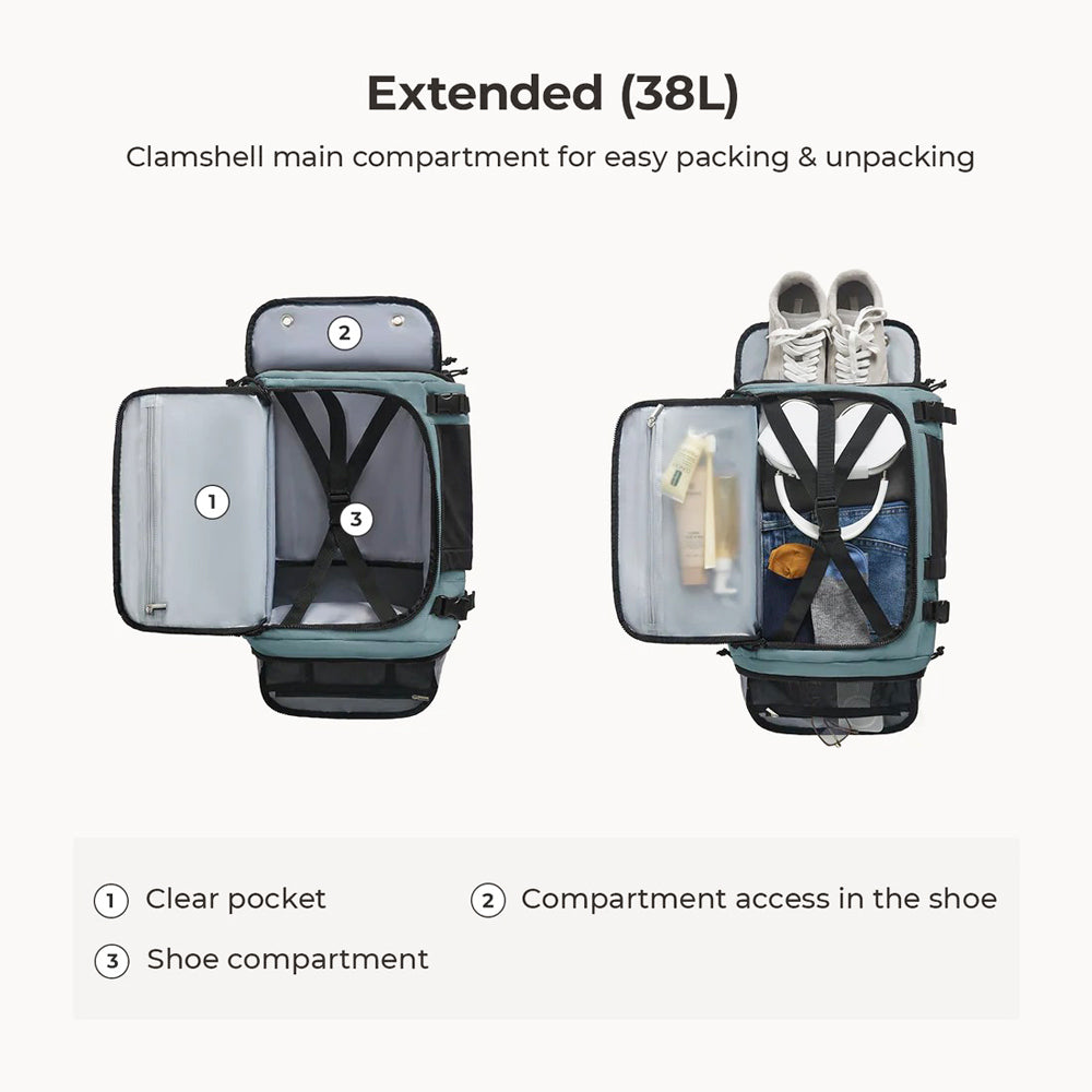 Carry-On Mesh Expandable Backpack 38L - Arona Blue