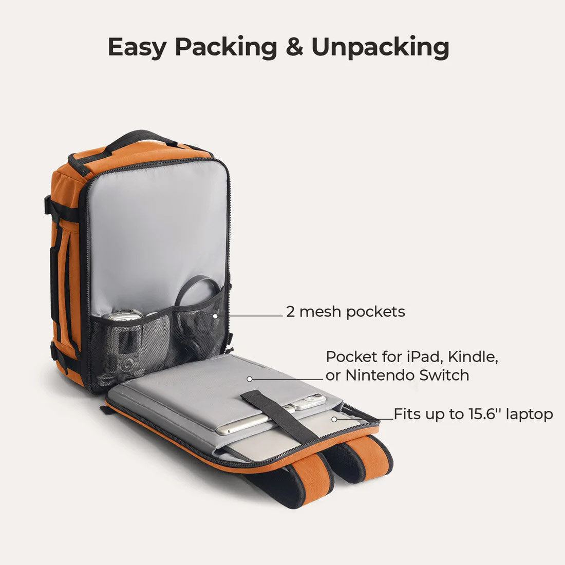 Carry-On Travel Backpack 28L - Orange