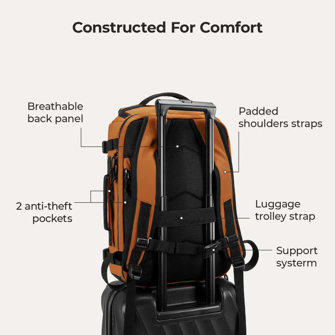 Carry-On Travel Backpack 28L - Orange
