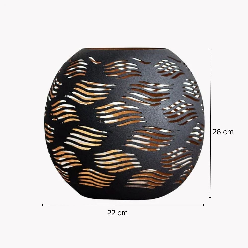 Carved Candle Holder Large - Black Gold