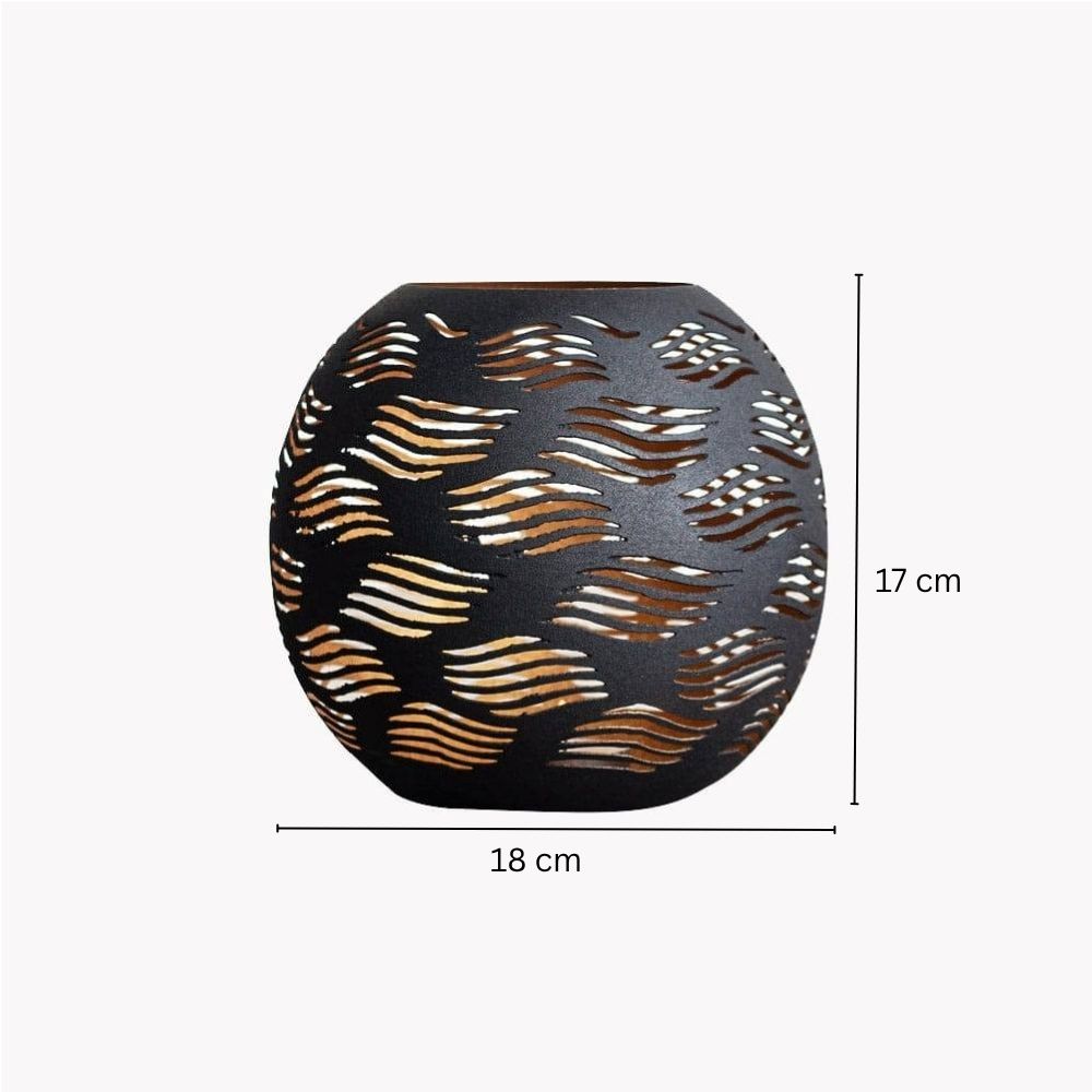 Carved Candle Holder Medium - Black Gold
