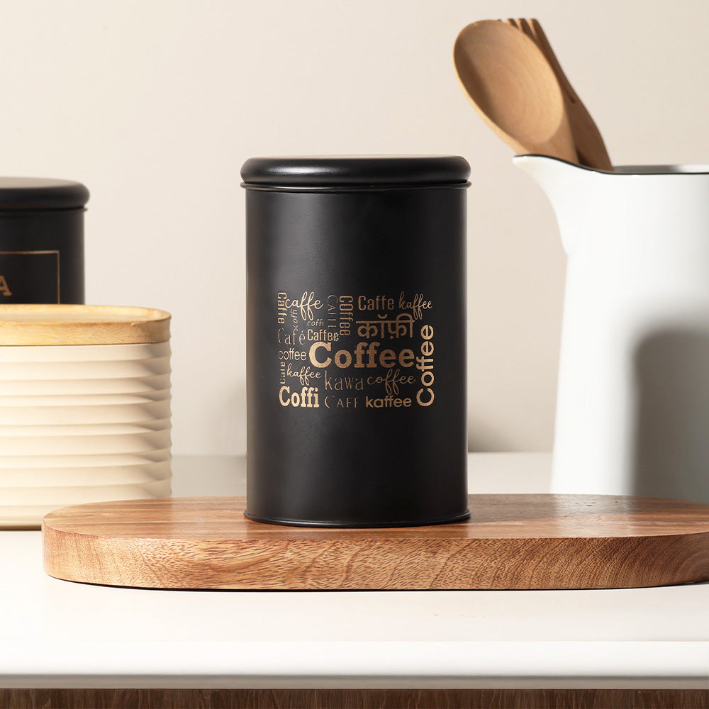 Casa Metal Coffee Storage Jar - Black