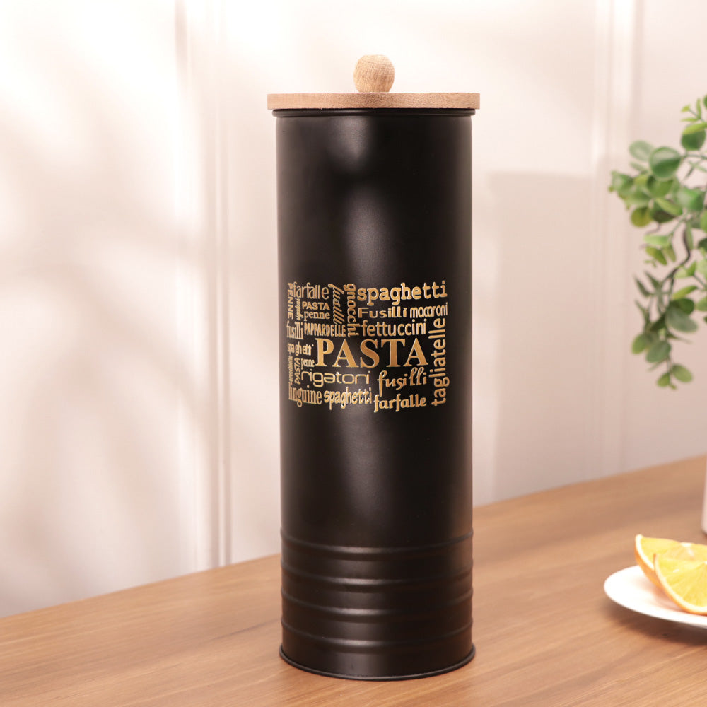 Casa Metal Pasta Storage Jar - Black