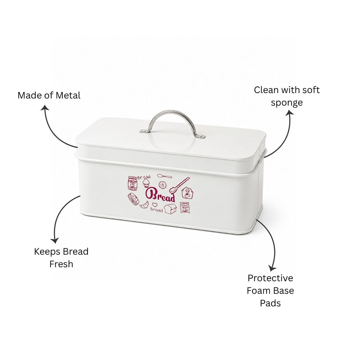 Casa Metal Bread Box - White