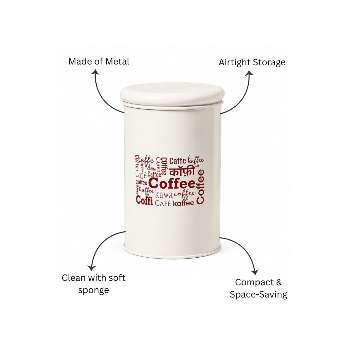 Casa Metal Coffee Storage Jar - White